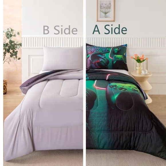 Gamer Comforter Sets for Teens Gaming Bedding Sets Twin Bedspread&2 Pillow Cases - Picture 4 of 12